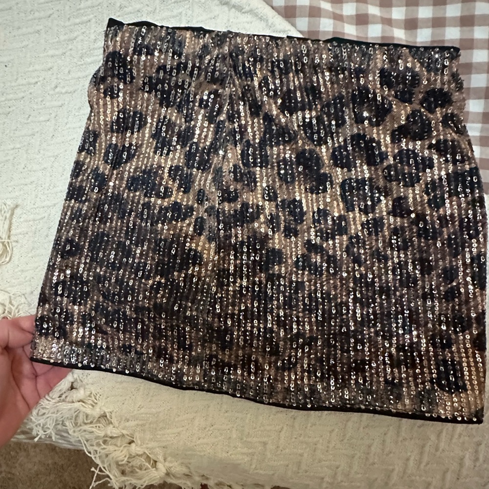 Source Unknown Black and Brown Sequin Mini Skirt